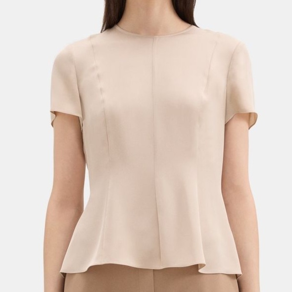 Theory Silk Georgette Peplum Top